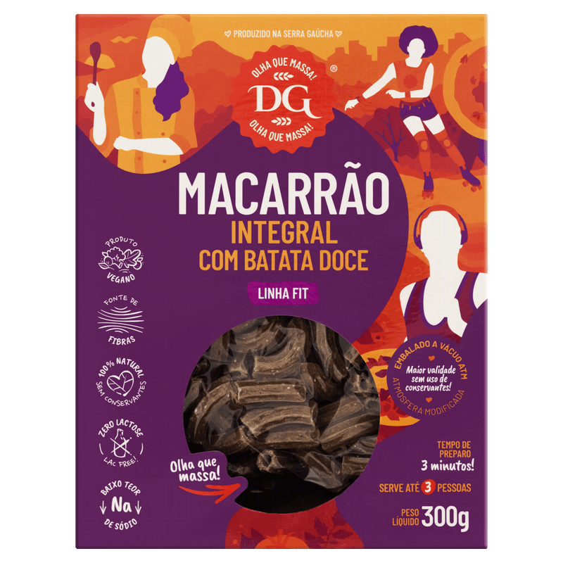 Macarrao-com-Batata-Doce-Integral-Espiral-Serpentini-DG-Massas-Fit-Caixa-300g