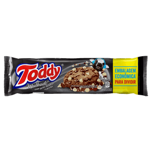 Biscoito Cookie Chocolate Malhado com Gotas de Chocolate Branco e Preto Toddy Pacote 133g Embalagem Econômica