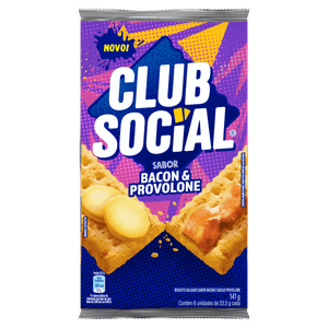 Pack Biscoito Bacon & Provolone Club Social Pacote 141g 6 Unidades