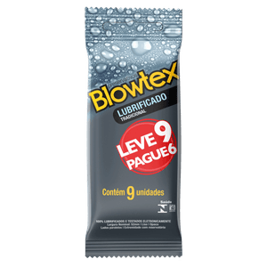 Preservativo Lubrificado Tradicional Blowtex Pacote Leve 9 Pague 6 Unidades