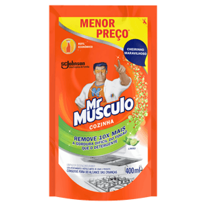 Limpador Desengordurante Cozinha Limão Mr Músculo Sachê 400ml Refil Econômico