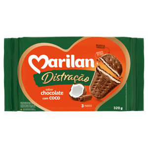 Biscoito Chocolate com Coco Marilan Distração Pacote 320g