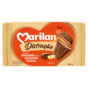 Biscoito Chocolate com Chocolate Branco Marilan Distração Pacote 320g