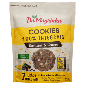 Biscoito Cookie Integral Banana e Cacau Da Magrinha 7 Grãos Pouch 150g