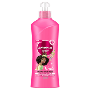 Creme para Pentear Infantil Tiana Seda Juntinhos Crespos Encantados Frasco 300ml