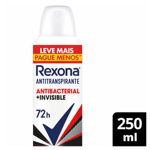 Antitranspirante Aerossol Antibacterial e Invisible Rexona 250ml Leve Mais Pague Menos