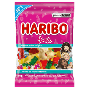 Bala de Gelatina Frutas Barbie e Ursinhos de Ouro Haribo Pacote 80g