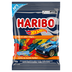 Bala de Gelatina Frutas Hot Wheels Haribo Pacote 80g