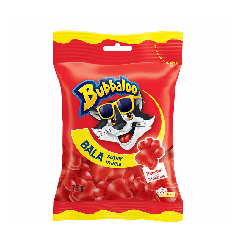 Bala-Morango-Patinhas-Bubbaloo-Pacote-75g-