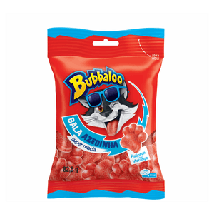 Bala Morango Azedinha Patinhas Bubbaloo Pacote 82,5g