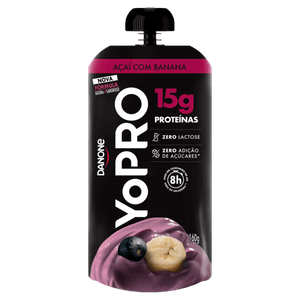 Iogurte Desnatado Açai com Banana Zero Lactose Yopro Squeeze 160g