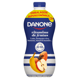 Iogurte Parcialmente Desnatado Vitamina de Frutas Danone Garrafa 1,25kg Embalagem Supereconômica