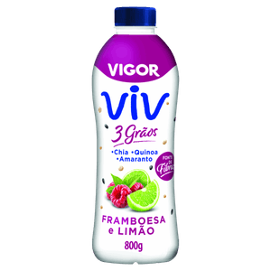 Iogurte Framboesa e Limão Vigor Viv 3 Grãos Garrafa 800g