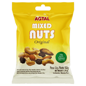 Mix de Castanha Original Agtal Mixed Nuts Pacote 50g