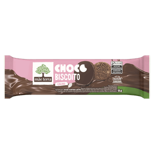 Biscoito Vegano Integral Cacau Cobertura Cacau Mãe Terra Choco Pacote 58g