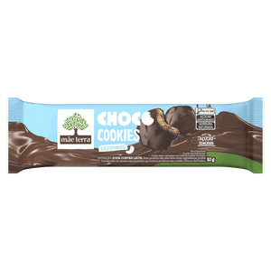 Biscoito Cookie Vegano Castanhas Brasileiras Cobertura Cacau Mãe Terra Choco Pacote 80g