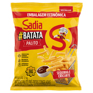 Batata Pré-Frita Palito Tradicional Congelada Sadia Food Service Pacote 2kg