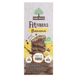 Pack Barra de Fibras Vegana Banana Mãe Terra Fitfibras Caixa 54g 3 Unidades