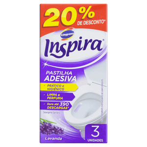 Detergente Sanitário Pastilha Adesiva Lavanda Inspira 3 Unidades Grátis 20% Desconto