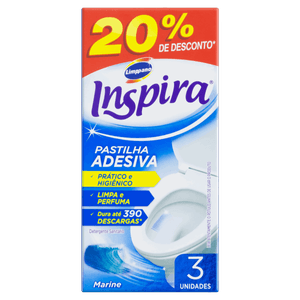 Detergente Sanitário Pastilha Adesiva Marine Inspira 3 Unidades Grátis 20% Desconto