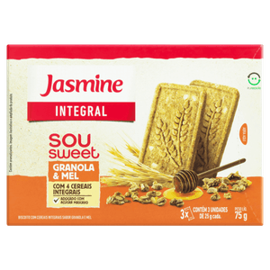 Biscoito Integral Granola & Mel Jasmine Sou Sweet Caixa 75g