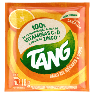 Refresco em Pó Laranja Tang Pacote 18g