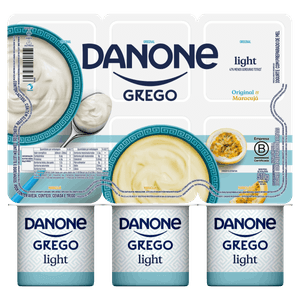 Iogurte Parcialmente Desnatado Grego Original + Maracujá Light Danone Bandeja 510g 6 Unidades