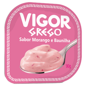 Iogurte Grego Morango e Baunilha Vigor Pote 90g