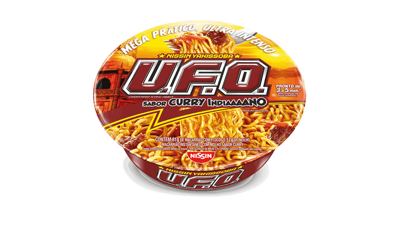Macarrão Instantâneo Yakissoba Curry Indiano Nissin U.F.O. Bandeja