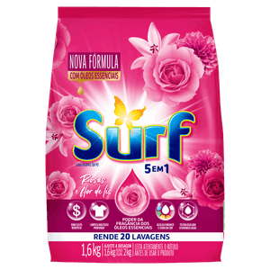 Lava-Roupas Pó Rosas e Flor-de-Lis Surf Pacote 1,6kg