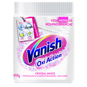 Tira-Manchas em Pó Roupas Brancas Vanish Oxi Action Crystal White Pote 450g