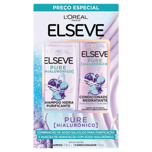 Kit Shampoo 375ml + Condicionador 170ml L'oréal Paris Elseve Pure Hialurônico