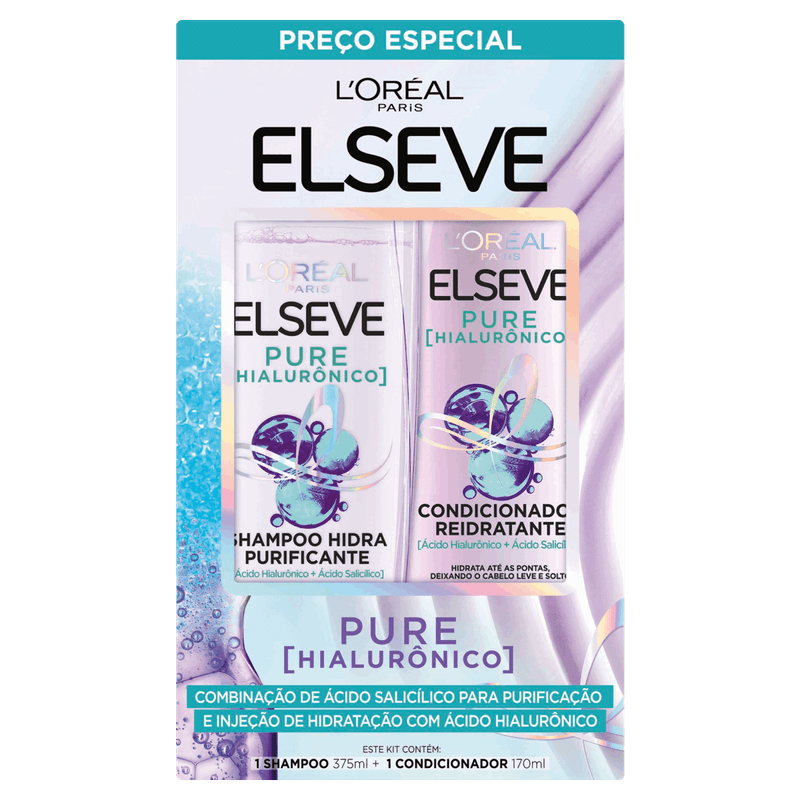 Kit-Shampoo-375ml---Condicionador-170ml-L-oreal-Paris-Elseve-Pure-Hialuronico