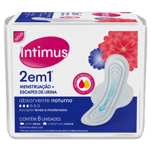 Absorvente com Abas Suave 2 em 1 Intimus Noturno Pacote 8 Unidades