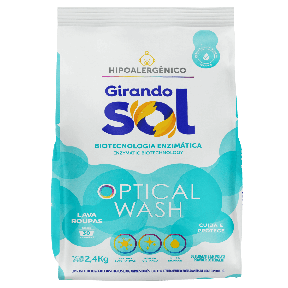 Lava-Roupas Pó Girando Sol Optical Wash Pacote 2,4kg - giassi