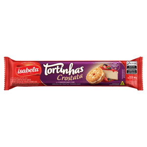 Biscoito Recheio Cheesecake e Geleia de Frutas Vermelhas Isabela Tortinhas Crostata Pacote 80g