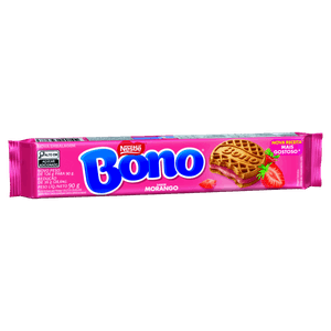 Biscoito Recheio Morango Bono Pacote 90g