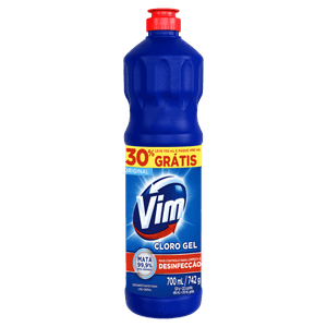 Desinfetante Uso Geral Cloro Gel Original Vim Frasco Leve 700ml Pague 490ml