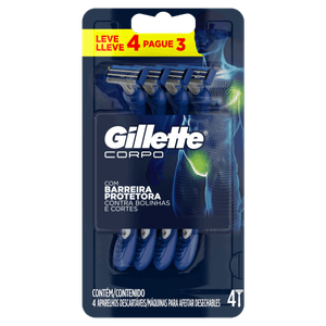 Aparelho Descartável Corpo Gillette Leve 4 Pague 3 Unidades