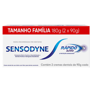 Pack Creme Dental Sensodyne Rápido Alívio Caixa 180g 2 Unidades Tamanho Família