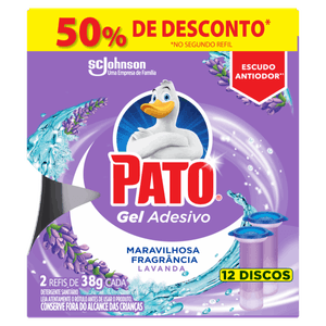 Detergente Sanitário Gel Adesivo Lavanda Pato 38g Cada 2 Unidades Grátis 50% de Desconto no Segundo Refil