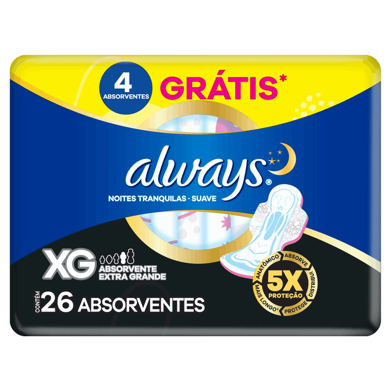 Absorvente-com-Abas-Suave-Always-Noites-Tranquilas-Extra-Grande-Pacote-26-Unidades-Gratis-4-Absorventes