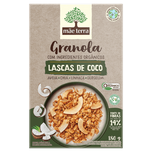 Granola Orgânica Lascas de Coco Mãe Terra Caixa 180g