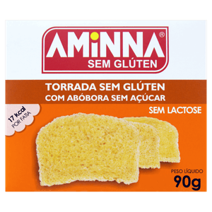 Torrada Abóbora sem Glúten Zero Lactose Zero Açúcar Aminna Caixa 90g