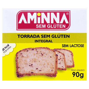 Torrada Integral sem Glúten Zero Lactose Aminna Caixa 90g