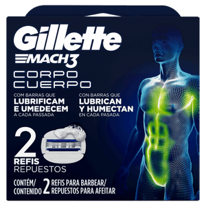 Carga de Aparelho Corpo Gillette Mach3 2 Unidades