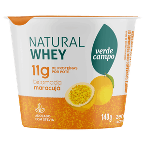 Iogurte Desnatado Bicamadas Maracujá Zero Lactose Verde Campo Natural Whey Pote 140g