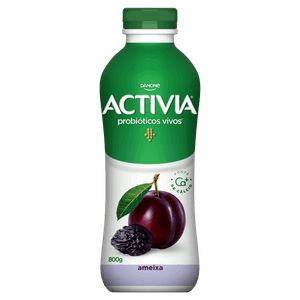 Leite Fermentado Parcialmente Desnatado Ameixa Activia Garrafa 800g