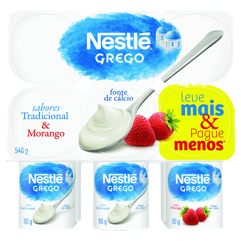Iogurte-Grego-Tradicional---Morango-Nestle-Bandeja-540g-6-Unidades-Leve-Mais-Pague-Menos
