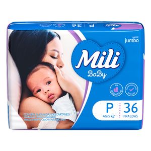 Fralda Descartável Infantil Baby Mili Jumbo Pacote 36 Unidades